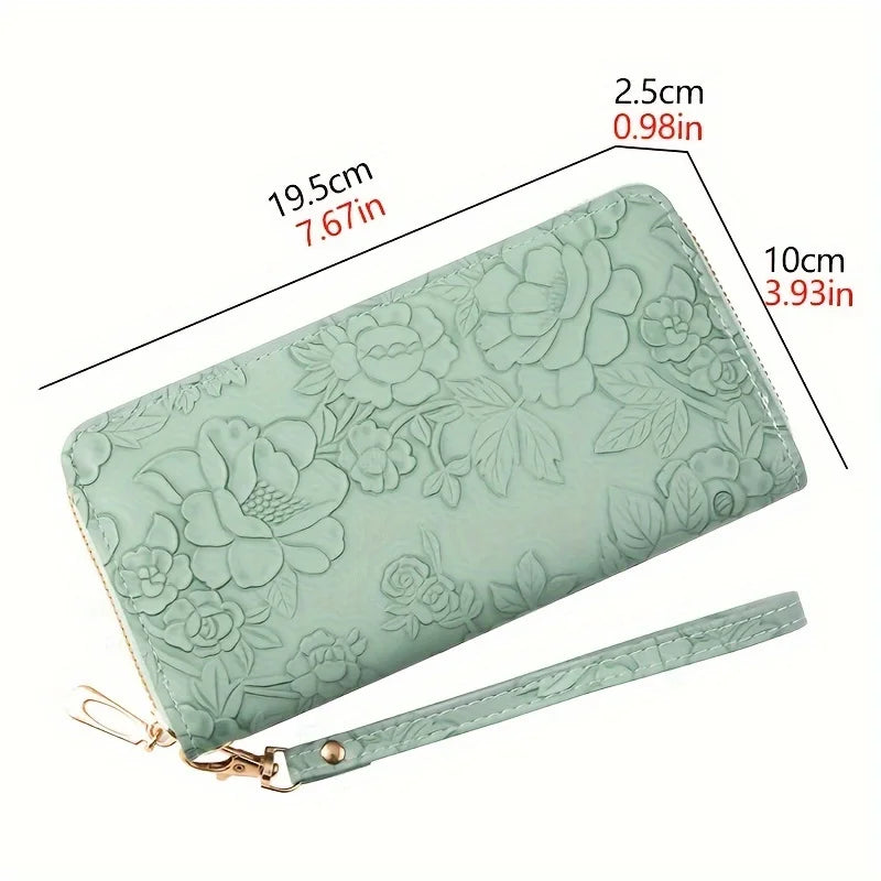 Portefeuille en PU cuir floral embossé