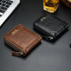 Men's Retro PU Leather Bifold Wallet with Zipper and Coin Pocket