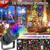 A rotating Christmas projector light showing 16 dynamic festive patterns on a tree and window.