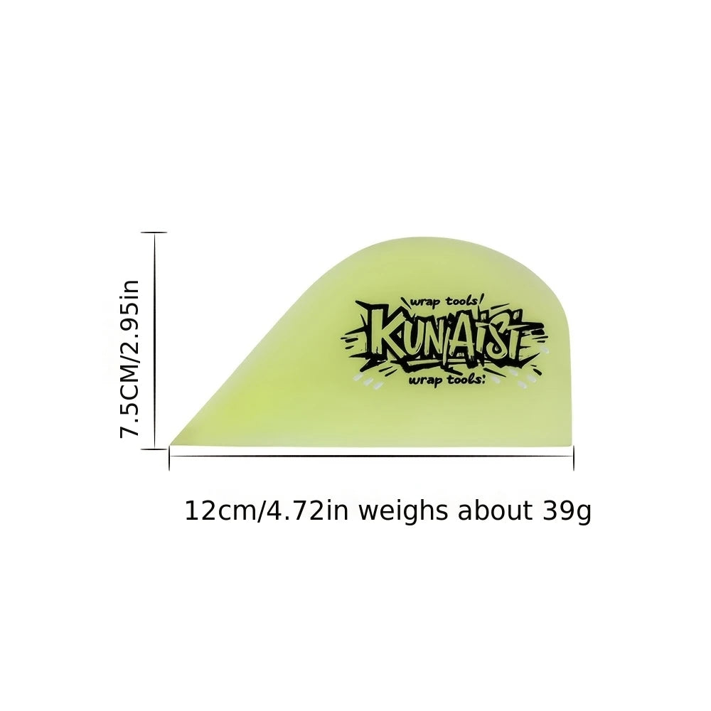 A yellow TPU car wrap film squeegee with a soft edge, measuring 7.5cm thick and 12cm long.