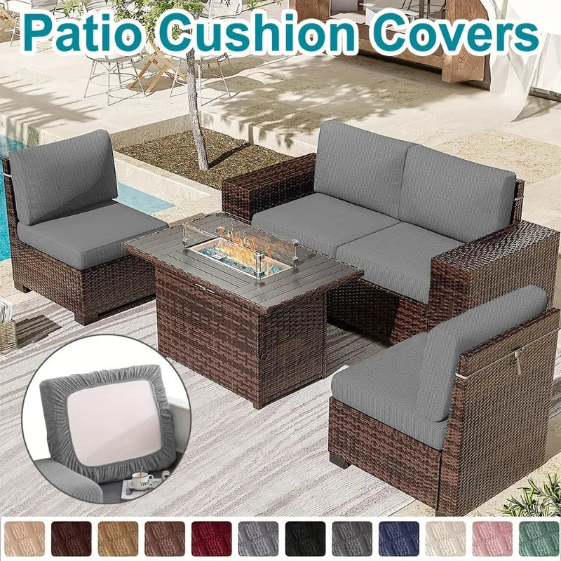 Waffle Jacquard Water-Resistant Sofa Slipcover with Elasticized Fit