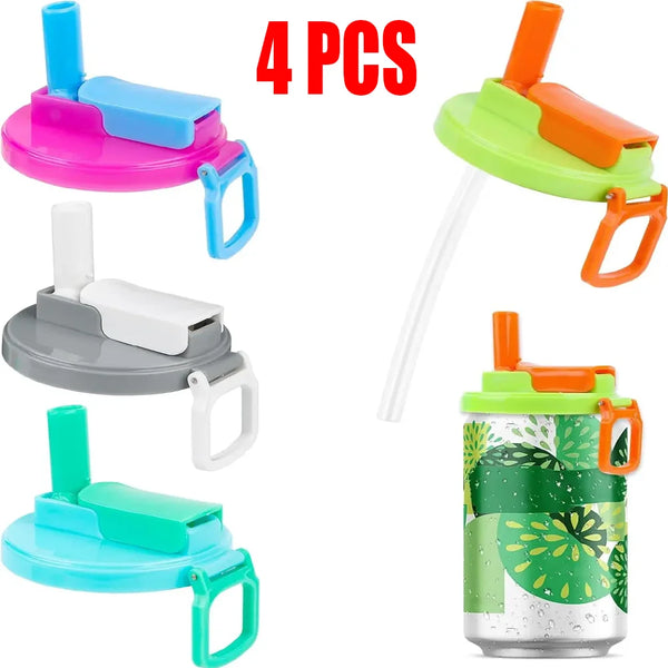 Reusable Silicone Can Lids with Straws