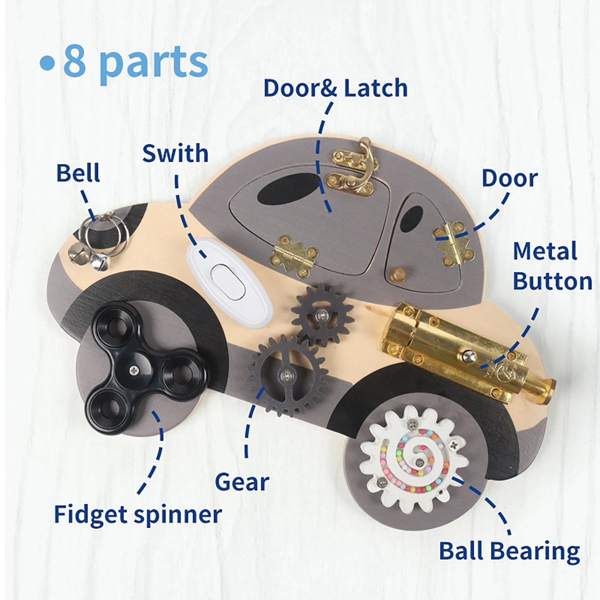 Wooden Steering Wheel Busy Board for Toddlers - Montessori Sensory Toy