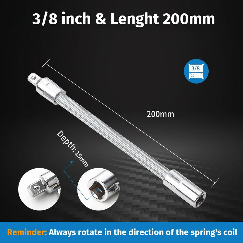 Flexible Socket Extension Bar Set with High Torque Ratchet Adapter