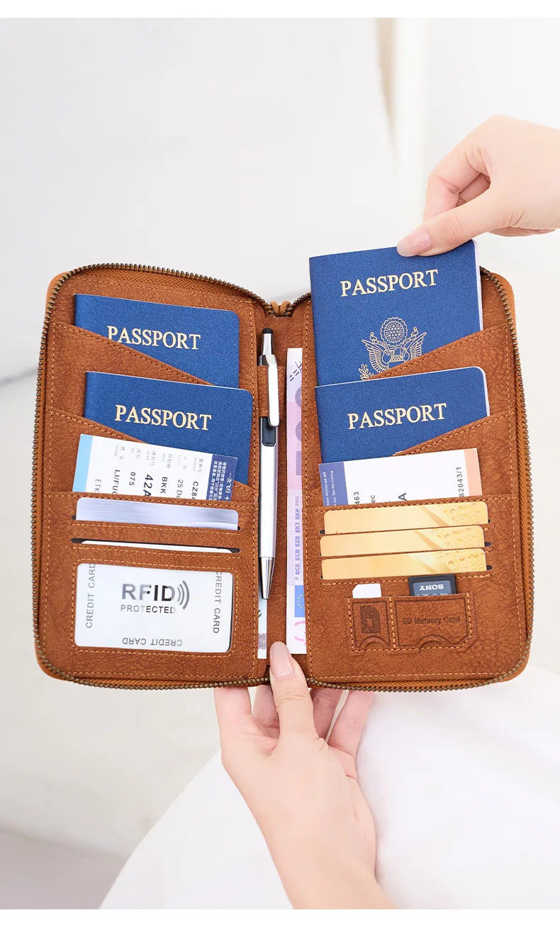 RFID Blocking Travel Passport Holder and Document Organizer