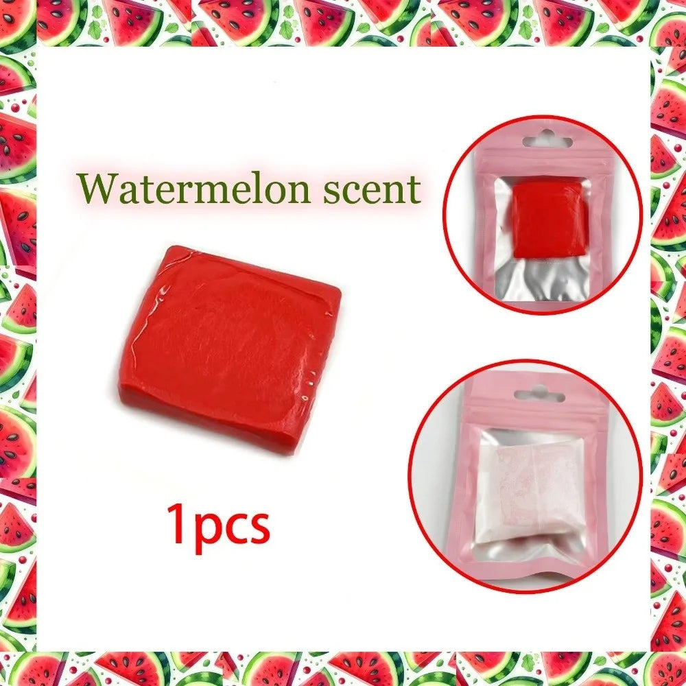 A package of watermelon scent silicone diamond painting clay with a red stick and a pink pouch.
