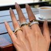 Wavy Stackable Gold-Plated Ring with Cubic Zirconia