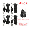 Four sets of plastic gear ropes with carabiner clips and a gear mechanism for tightening.