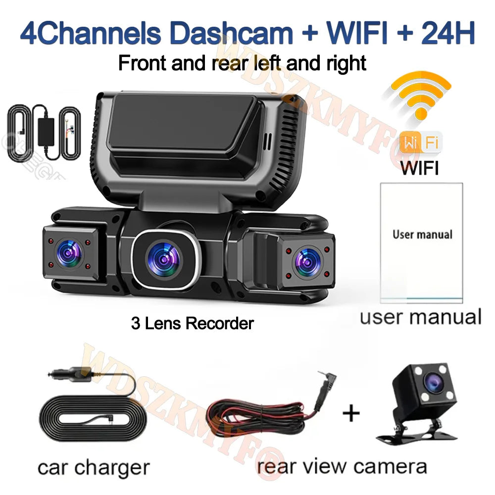 4-Channel 1080P Dash Cam with WiFi and 24H Parking Monitor