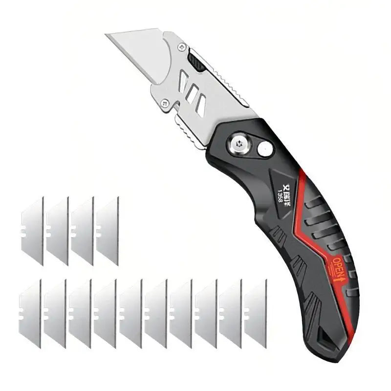Folding Utility Knife with Replaceable Blade and Safety Lock