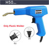Blue H50 plastic welding gun with a nozzle and power cord for plastic repair