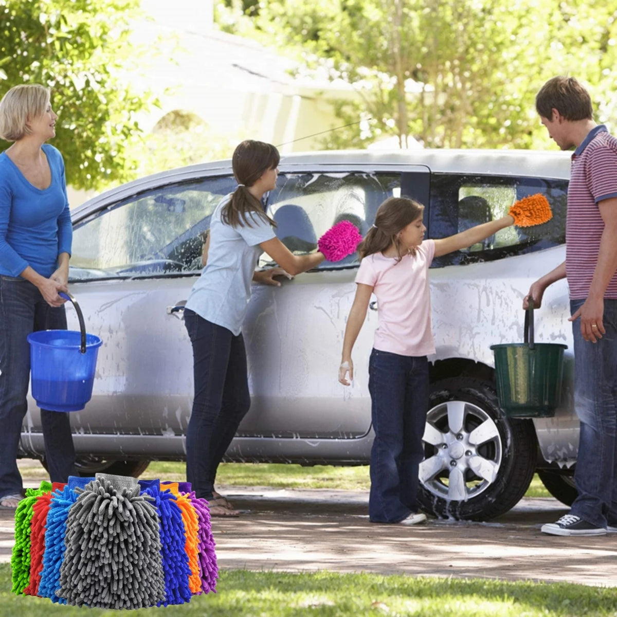 Premium Microfiber Chenille Car Wash Mitt – Scratch-Free & Ultra Absorbent