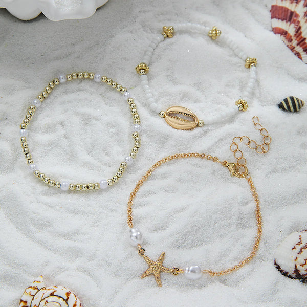 Summer Shell & Pearl Bracelet Set