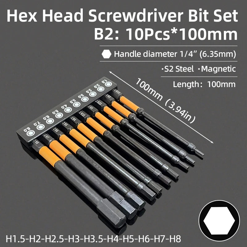 Magnetic Hex Allen Wrench Drill Bit Set (Metric & SAE, 1/4-Inch Shank)