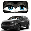 A black SUV features a cartoon design of a cat face with blue eyes on the front.