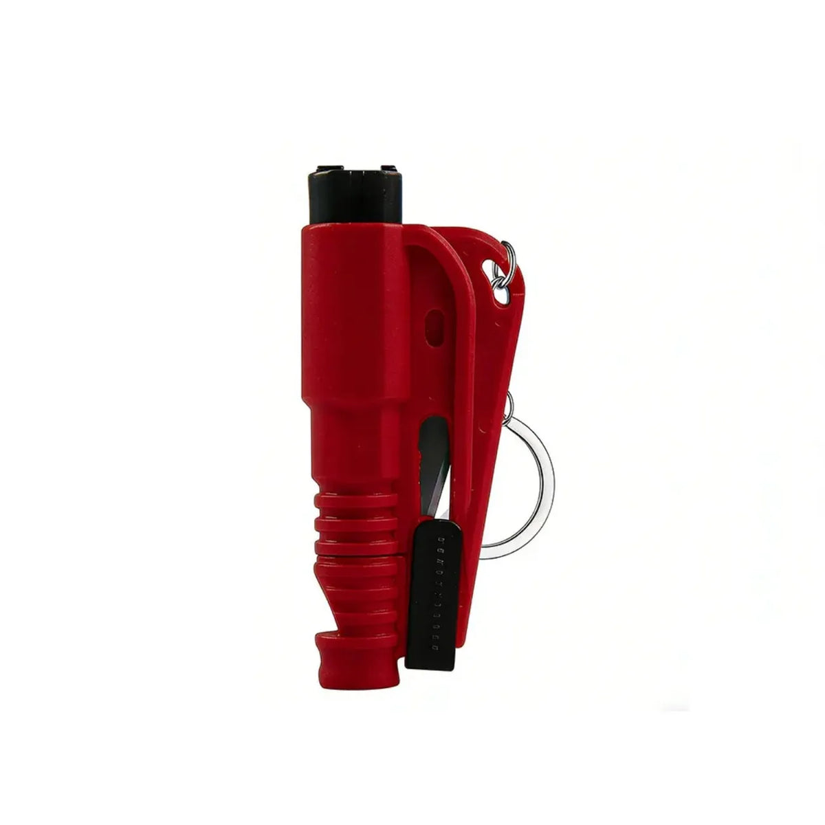 A red 3-in-1 car emergency escape tool featuring a window breaker and seatbelt cutter.