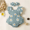 Baby Girl Sleeveless Floral Romper with Headband