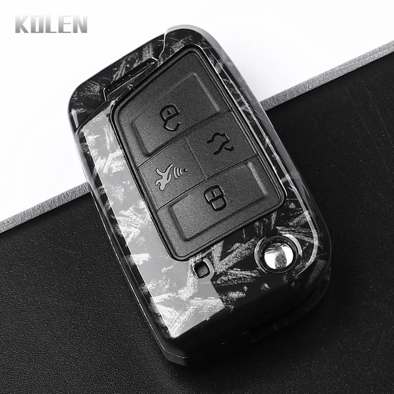 Carbon Fiber Car Key Case Cover for VW, SEAT & Skoda
