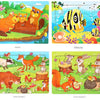 A collection of two jigsaw puzzles featuring forest animals, including squirrels and bears.