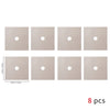 Eight square beige reusable non-stick gas stove protector mats shown in various sizes.