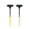 A pair of black and yellow dual-use window screen and glass cleaning brushes.