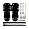 Set of adjustable lawn aerator shoes with heavy-duty spikes and hardware for use on grass.