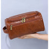 Hanging Leather Toiletry Bag with Durable Water-Resistant Design