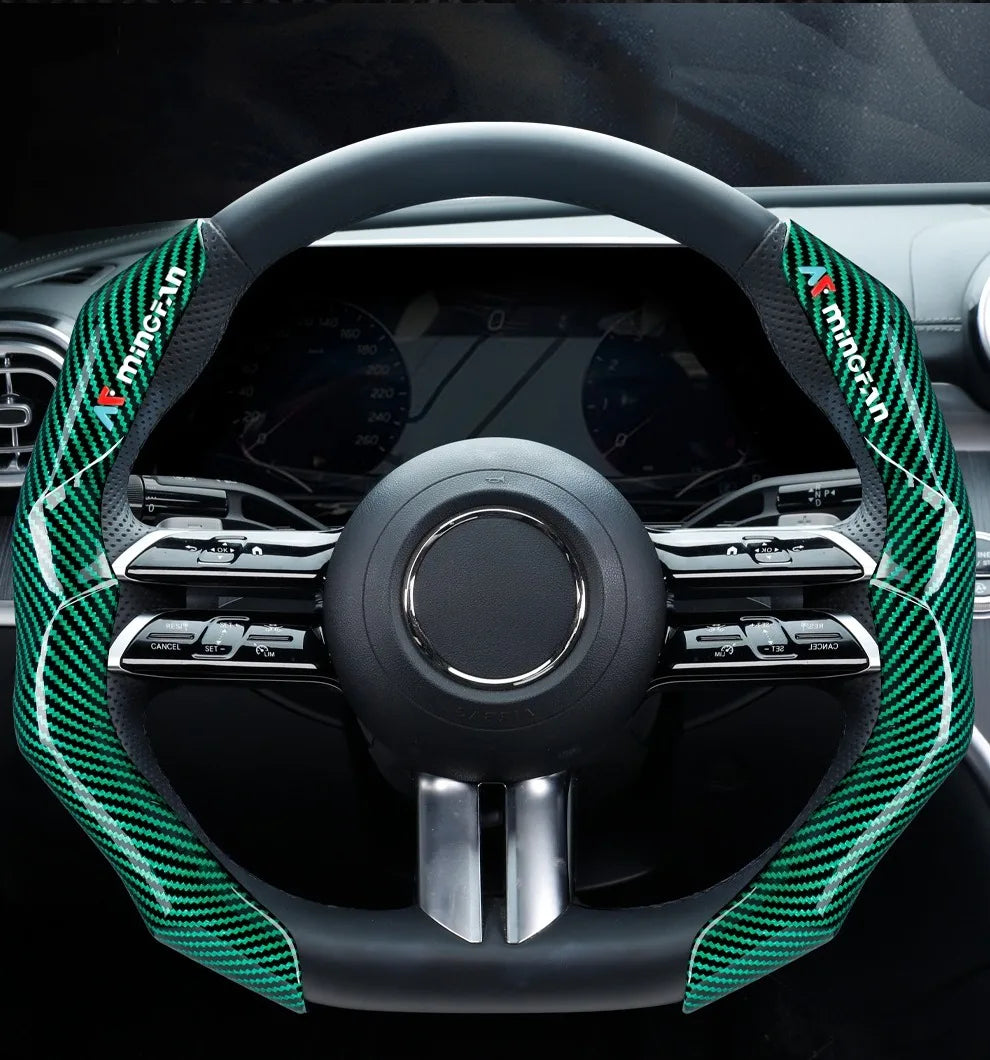 Carbon Fiber Texture Steering Wheel Cover - Anti-Slip & Comfortable Grip