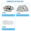 Complete button set including iron top cover, iron bottom shell, and transparent film for DIY button making