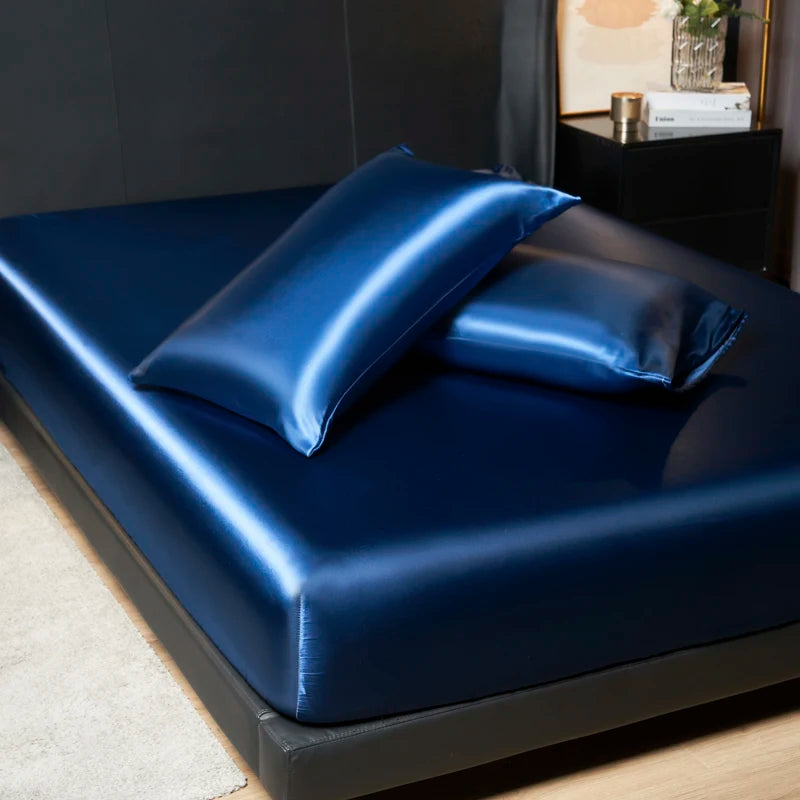 Luxury Satin Fitted Sheet Set with Pillowcases