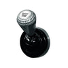 Black aluminum engine start button cover with a diamond pattern texture