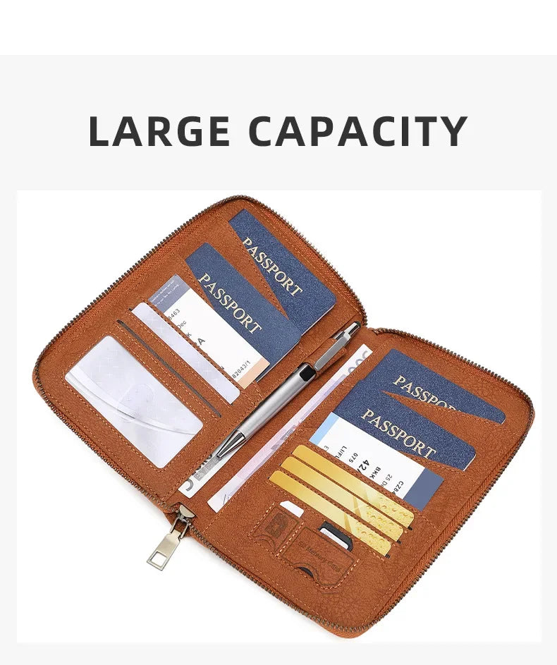 RFID Blocking Travel Passport Holder and Document Organizer