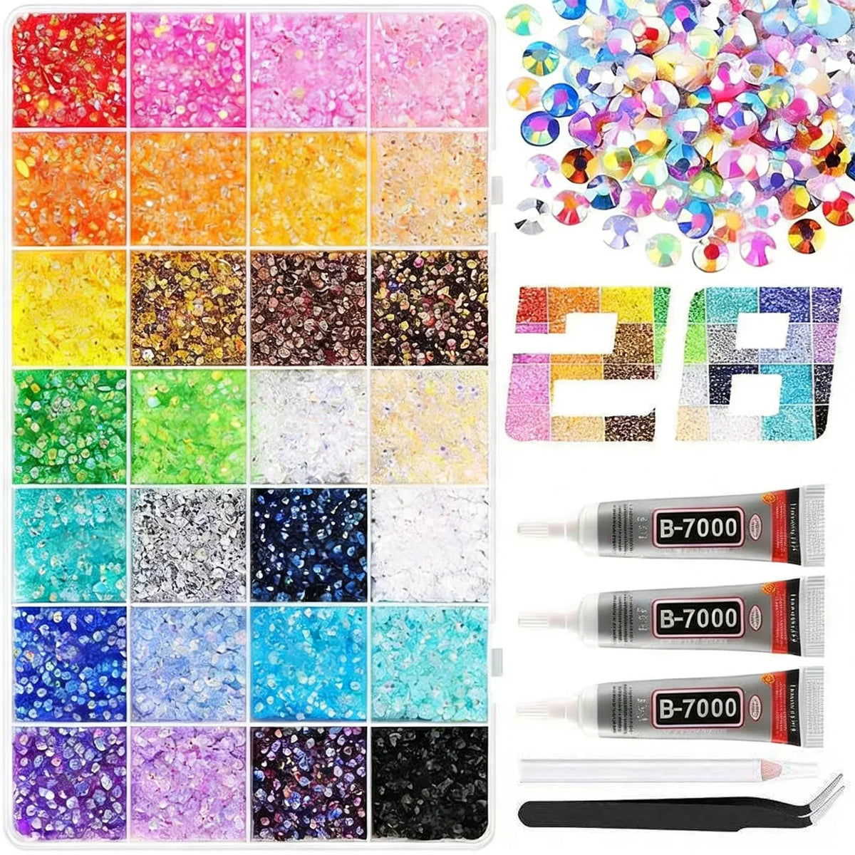 A collection of multicolor flatback resin gems and rhinestones in various shades and colors for DIY projects.