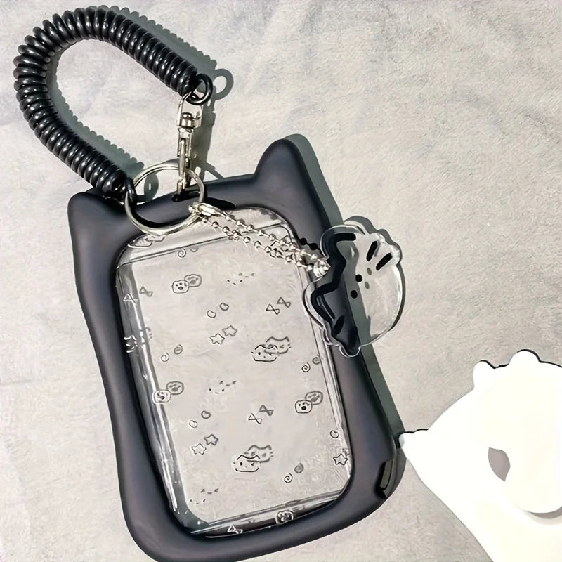 Cat Silicone ID Card Holder with Keychain