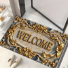 Elegentliche persische Fußmatte mit goldenen und blauen Blumenmotiven für Eingangsbereiche