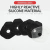 Two black silicone windshield wiper arm hole covers are shown on a white background.