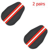 Two pairs of carbon fiber car side mirror rain and sun visors with red stripes.