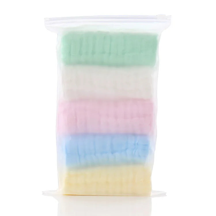 Baby Muslin Washcloths, 5-Pack Soft Cotton Gauze Towels