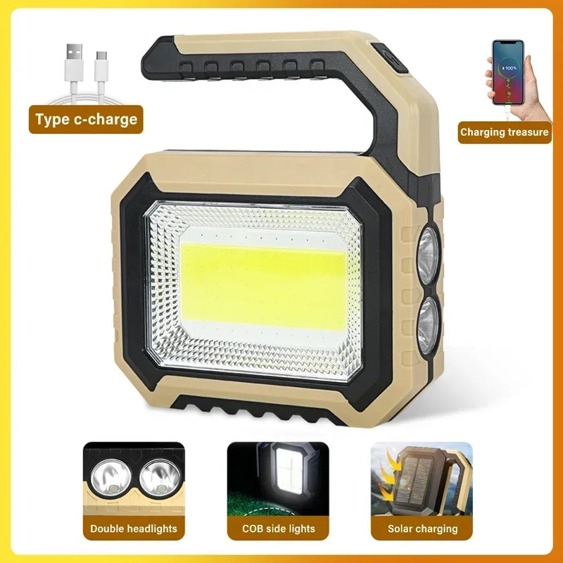 Solar-Powered LED Flashlight with USB-C Charging