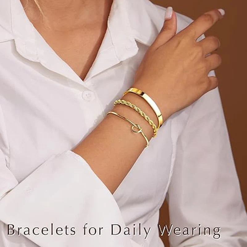Dainty Gold Stackable Bracelet Set