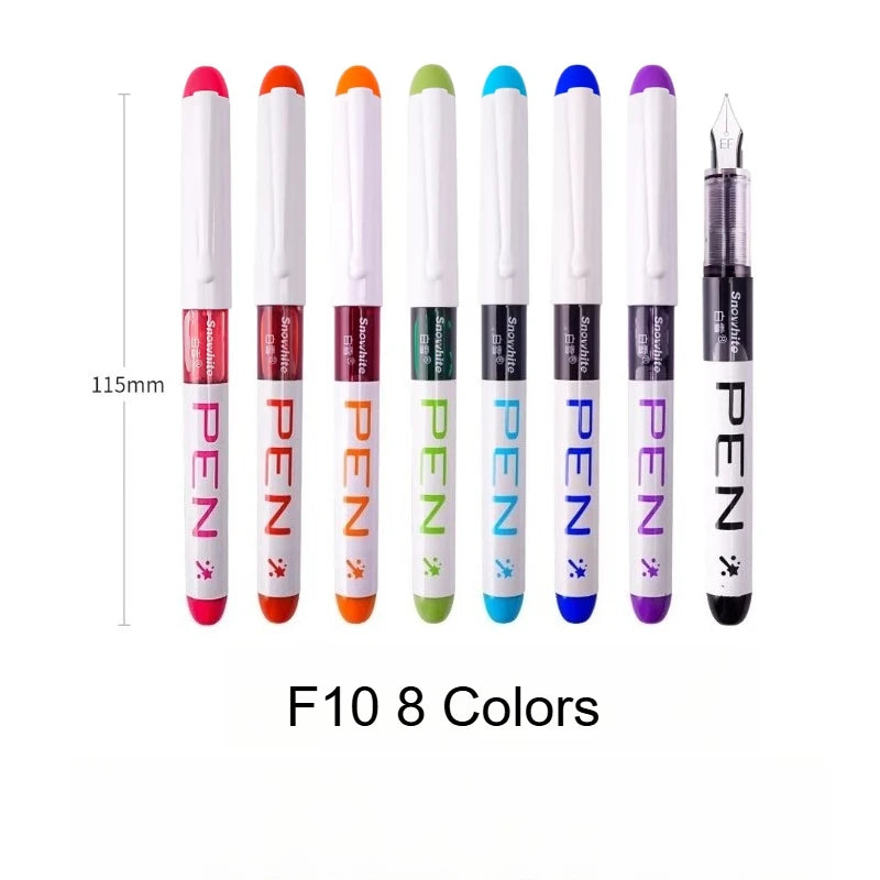Fine Point Disposable Fountain Pens with Stainless Steel Nib (8-Pack, Assorted Colors)