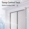 A white quilted thermal curtain installed over a window, designed for windproof and thermal control.