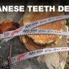 Three Japanese teeth design reciprocating saw blades are displayed resting on a rock.