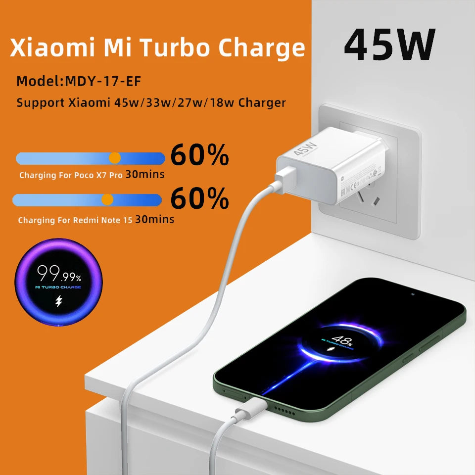 Xiaomi 45W Turbo Fast Charger with USB-C Cable
