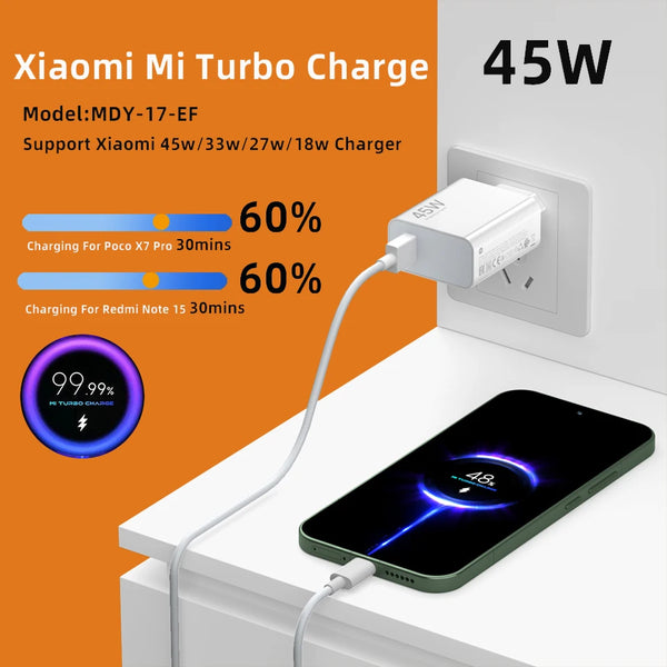 Xiaomi 45W Turbo Fast Charger with USB-C Cable