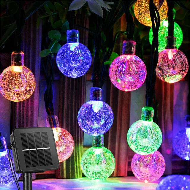 Solar-Powered Crystal Globe String Lights