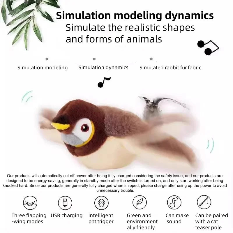 Interactive Chirping Bird Plush Toy for Cats