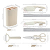 Set de 5 Piezas de Cuchillos y Tijeras de Acero Inoxidable para Cocina [Incluye Soporte] - Juego Completo Doméstico