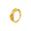 Chunky Gold-Plated Crystal Ring with Geometric Stripes