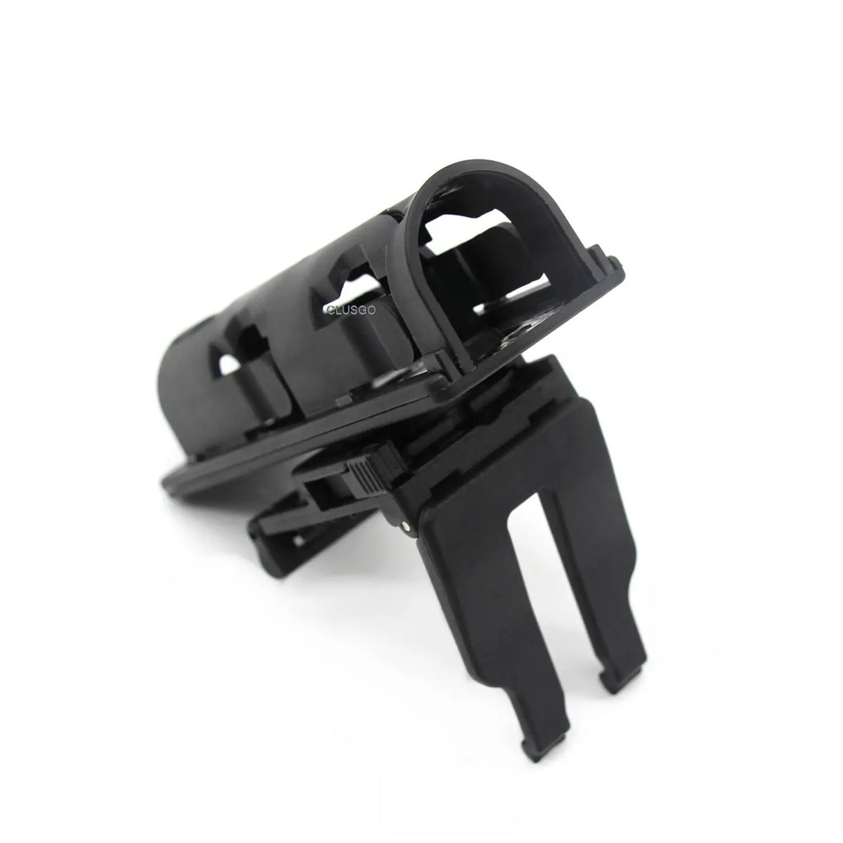 Black tactical duty belt holder designed for 360 degree rotation.